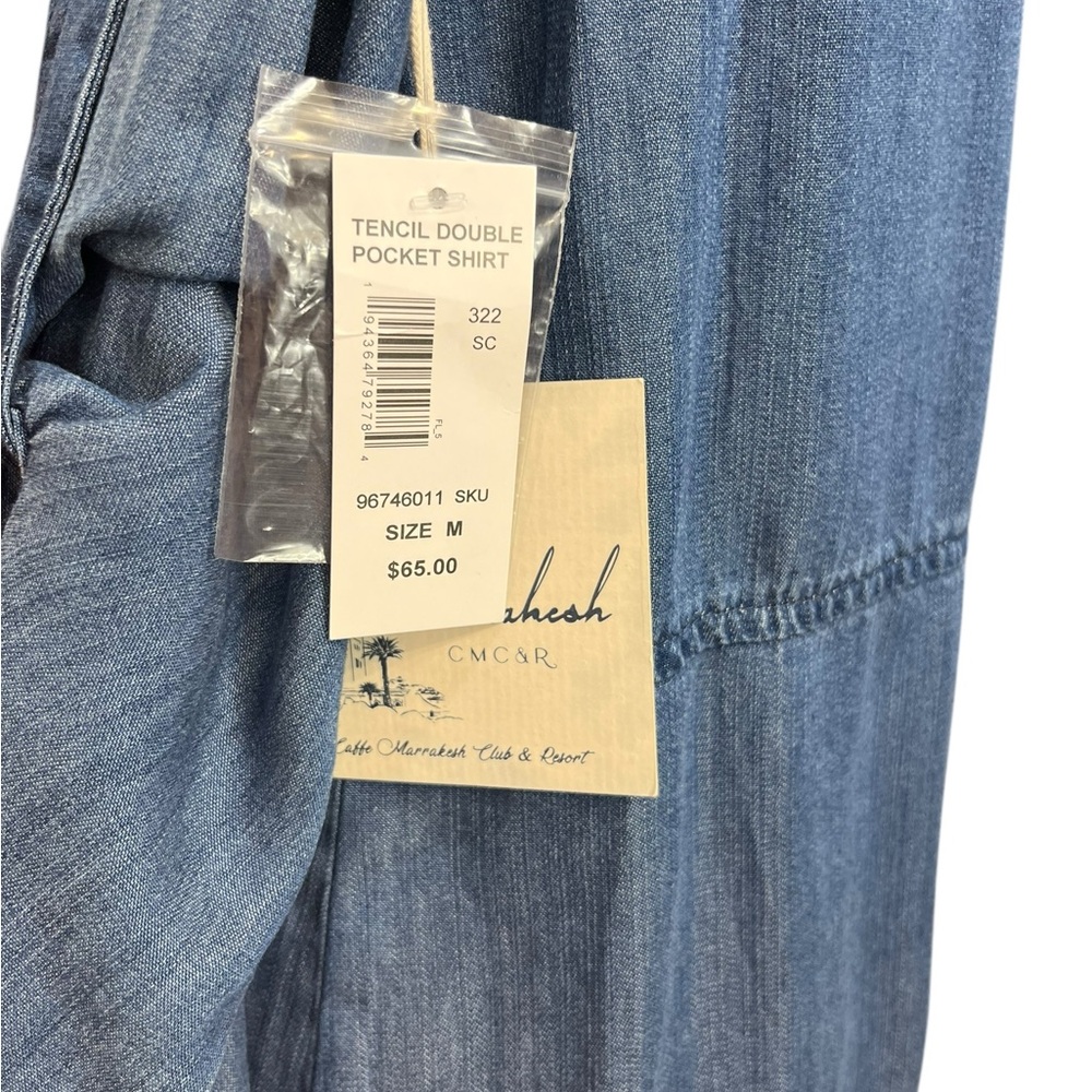 Cafe Marrakesh 100% Tencel Lyocell Chambray Button Down Shirt Medium NWT Blue - Picture 8 of 11